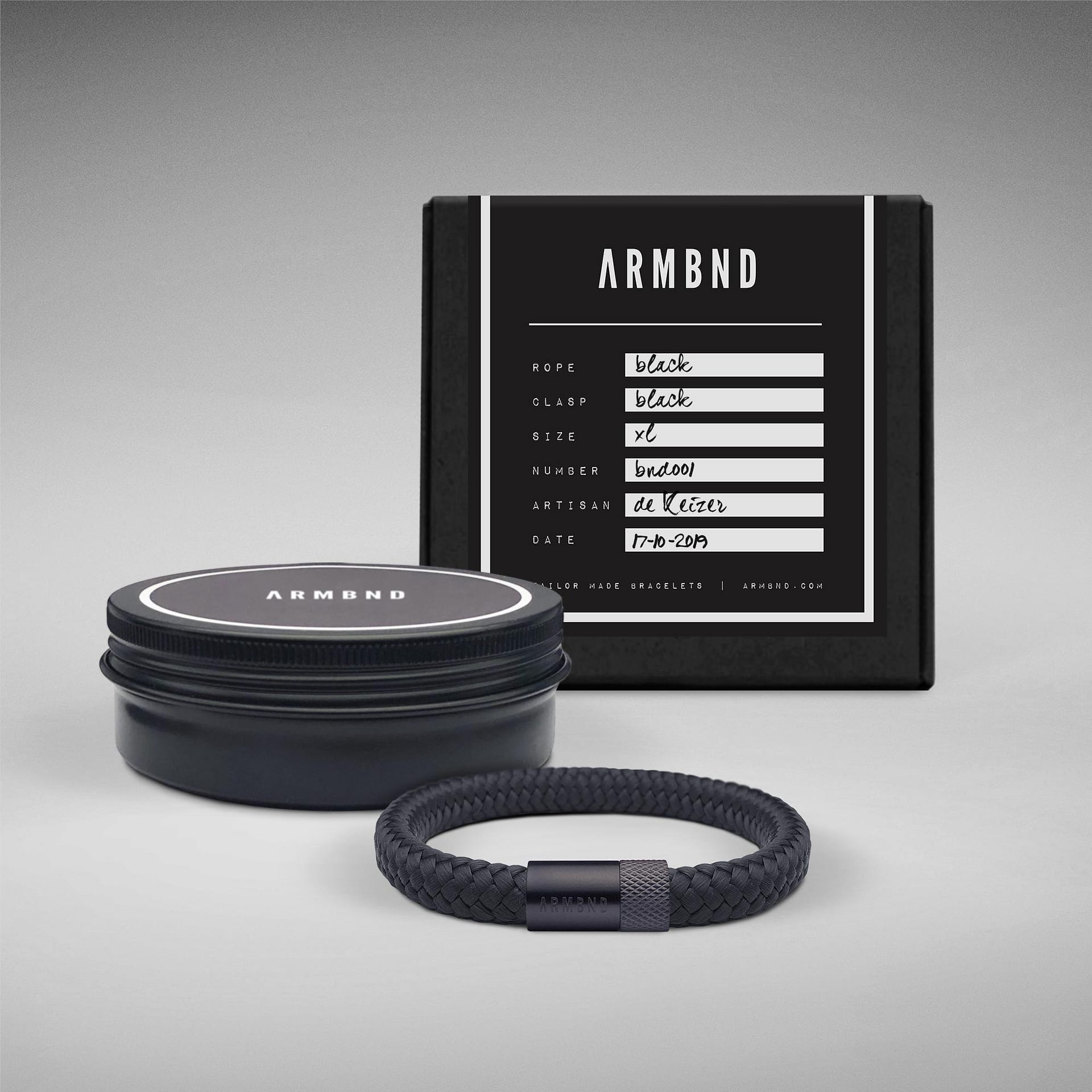 Zwarte heren armband verpakking
